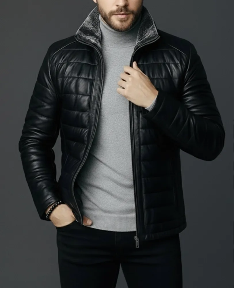 Model 02 – Puffer Quilted Wool-Trim Collar